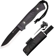 WithArmour Woodland Fixed Knife 4.75" VG-10 Steel Blade Black Micarta Handle