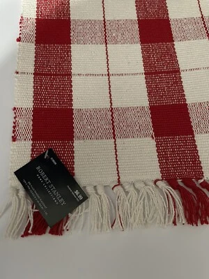 SET OF 4 NEW Robert Stanley FringeFabric Placemat Buffalo Check Red White