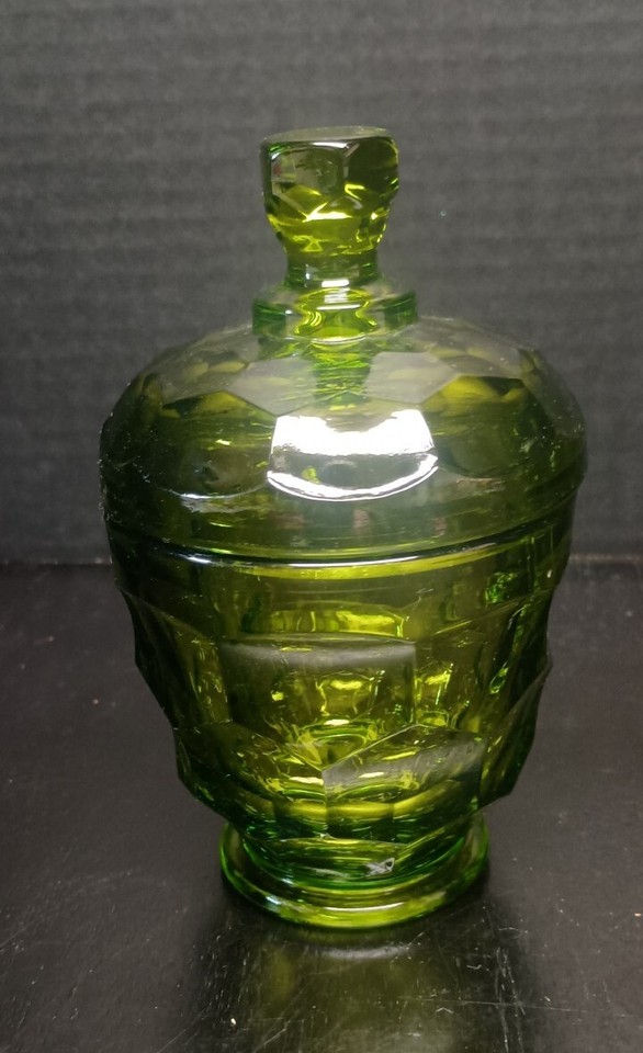 Vintage Green Glass MCM Creamer And Sugar Bowl With Lid eBay