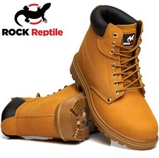 Image of Mens Leather Lightweight Safety Boots Steel Toe Cap Midsole Ankle Lace Shoes Sz