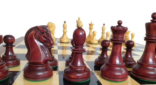 1950s' Fischer Dubrovnik Chess Pieces Boxwood & Mahogany Stained - 3.8 King - Picture 7 of 11
