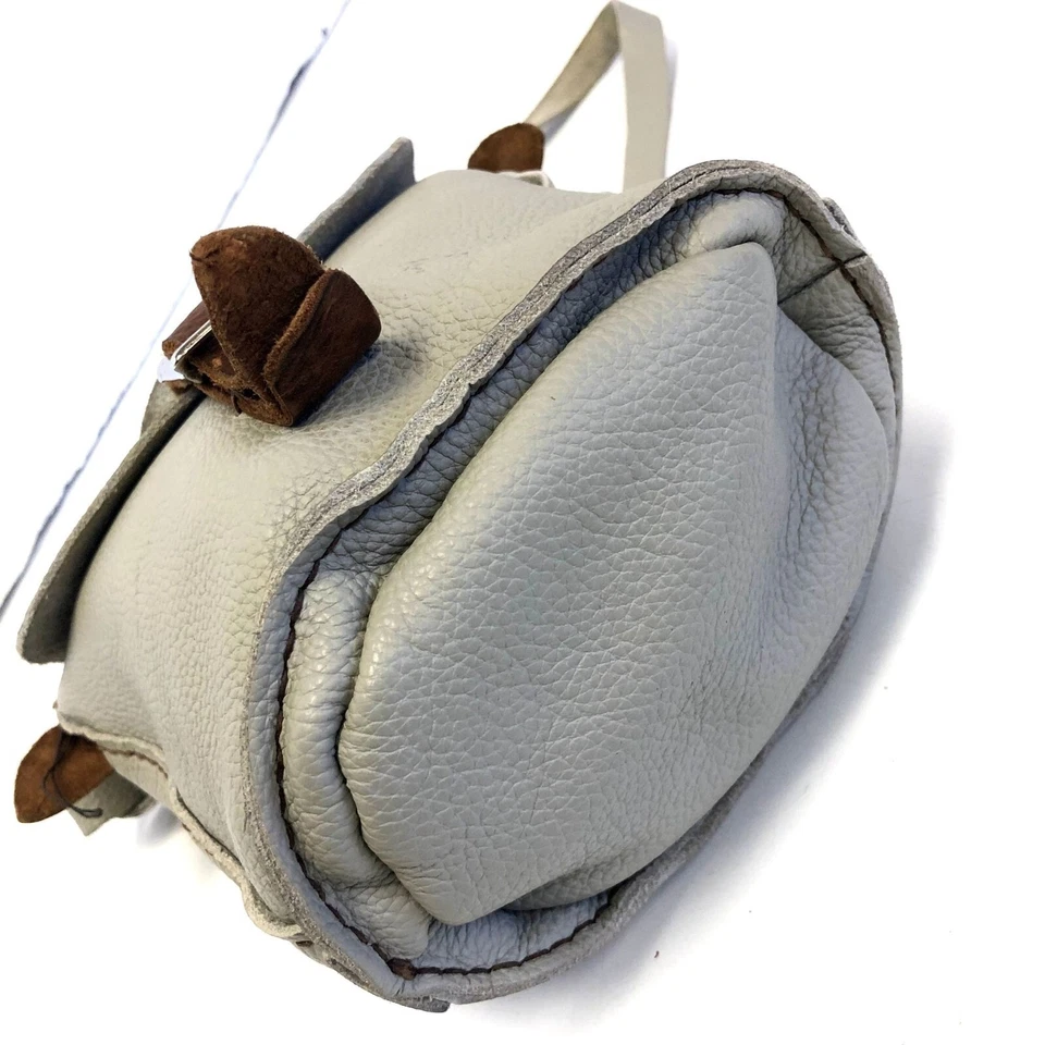 Bolso Bandolera Hippie Boho De Colección Años 70 80 Gris Cuero Guijarro Bolso de Hombro Foto 3 de 4