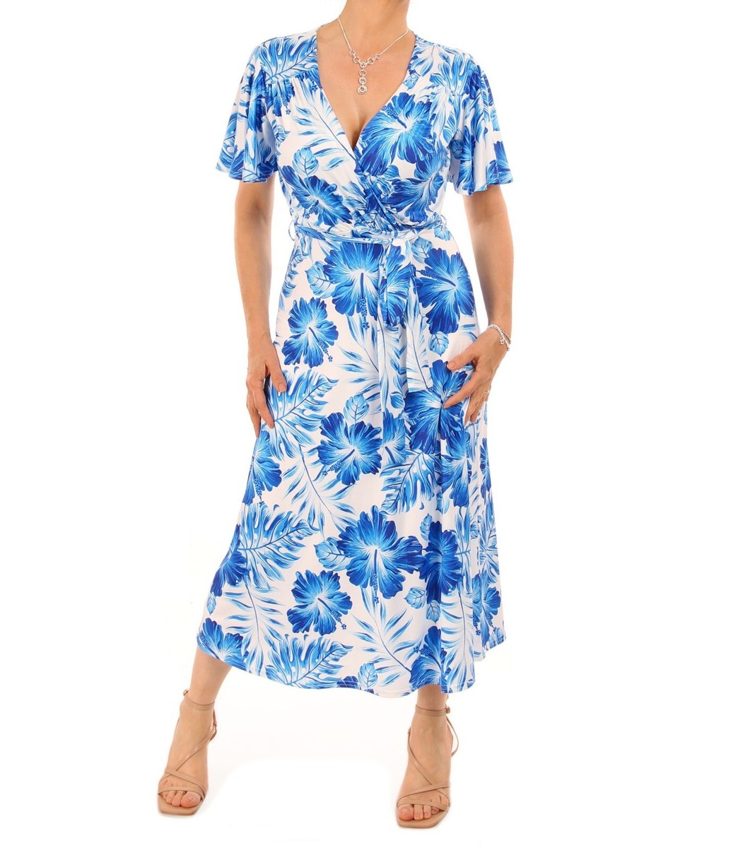 New Blue Floral Fully Lined Flutter Sleeve Knee Length Fit and Flare Dress | eBay New Blue Floral Fully Lined Flutter Sleeve Knee Length Fit and Flare Dress | eBay
