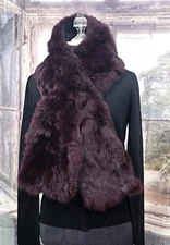Victorian Trading Surell Aubergine Fur Oversized Pull-Through Scarf Wine 23E