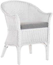 Rattan-Sessel Natur Korb-Sessel Flechtsessel/ mit Polster Grau/ Lounge (Weiß)