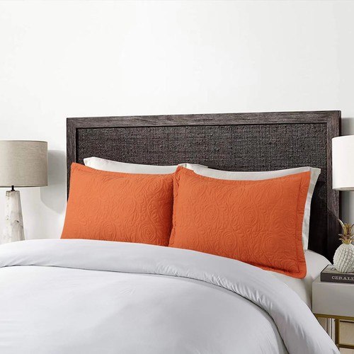 2PCS Embroidered Queen Decorative Microfiber Pillow Shams Set Standard Size - Picture 24 of 89