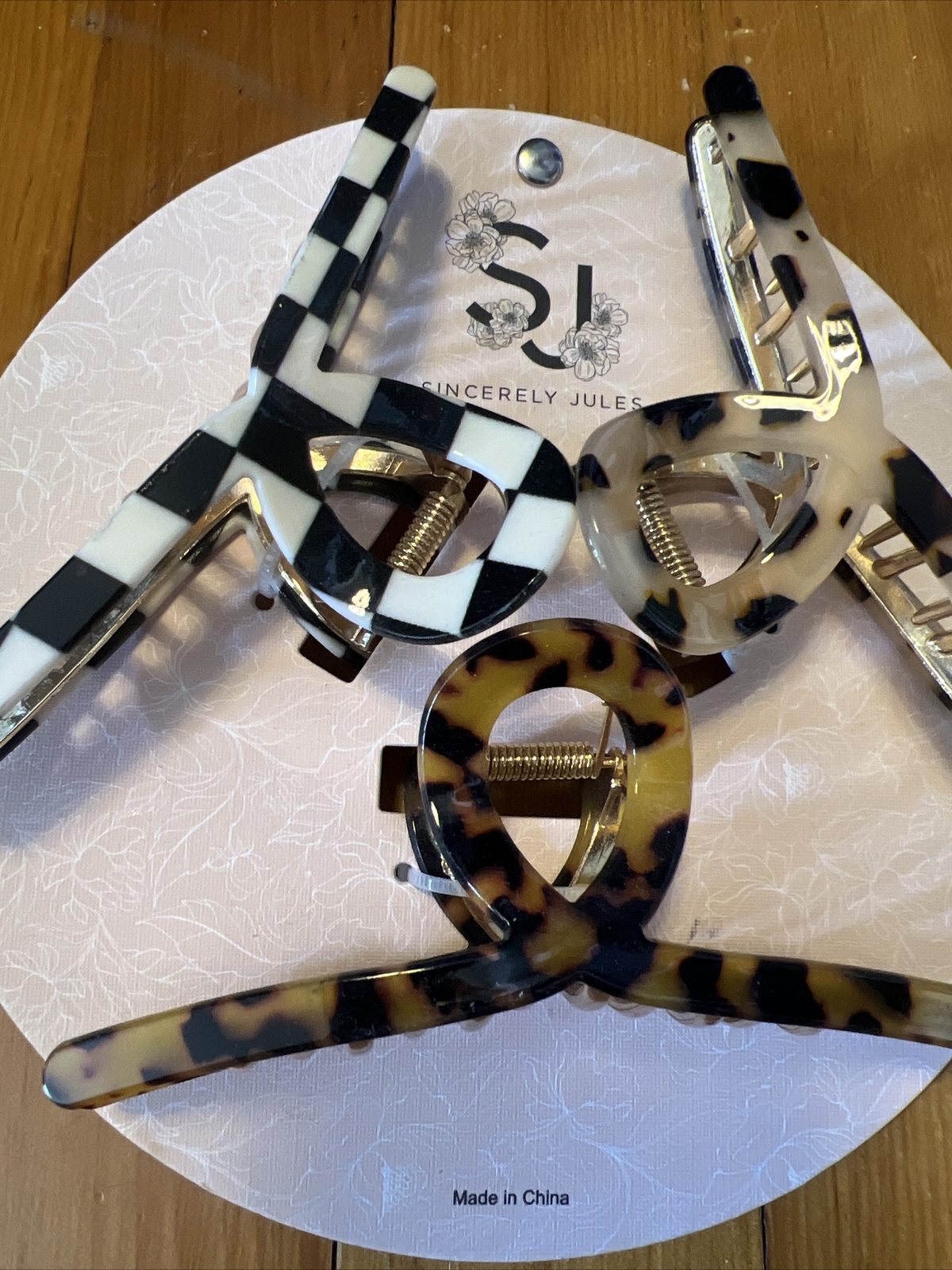 Sincerely Jules Pretty Colorful TORTOISESHELL HAIR CLAWS(3) PACK NWT