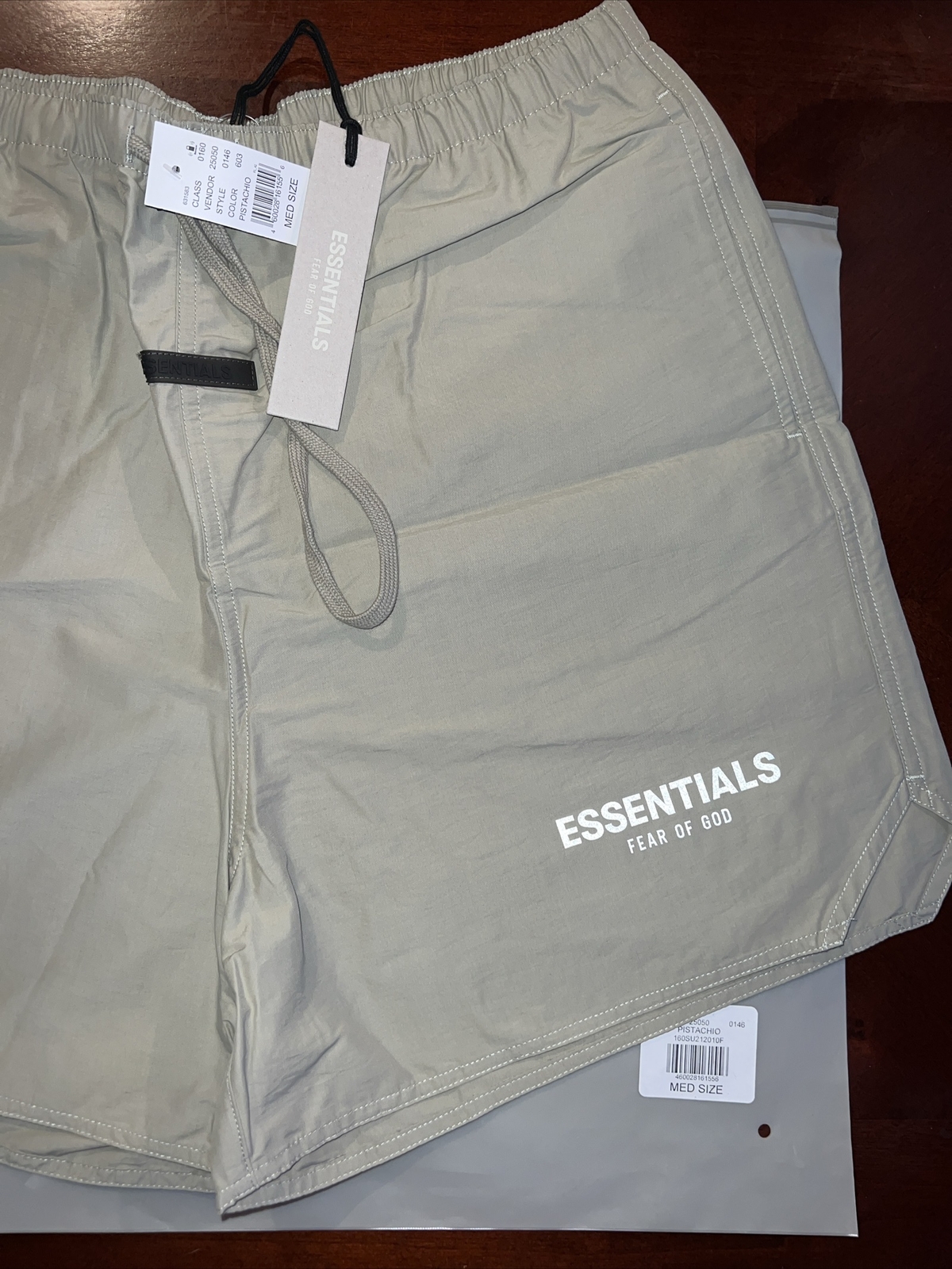 Fear of God Essentials Volley Active Shorts PISTACHIO Size MEDIUM NWT RARE FIND image 2