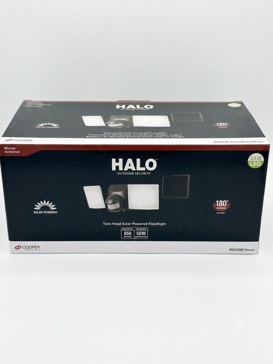 Lot of 4 HALO MSLED600 Solar Motion LED Twin Head Flood Lights – New in Box