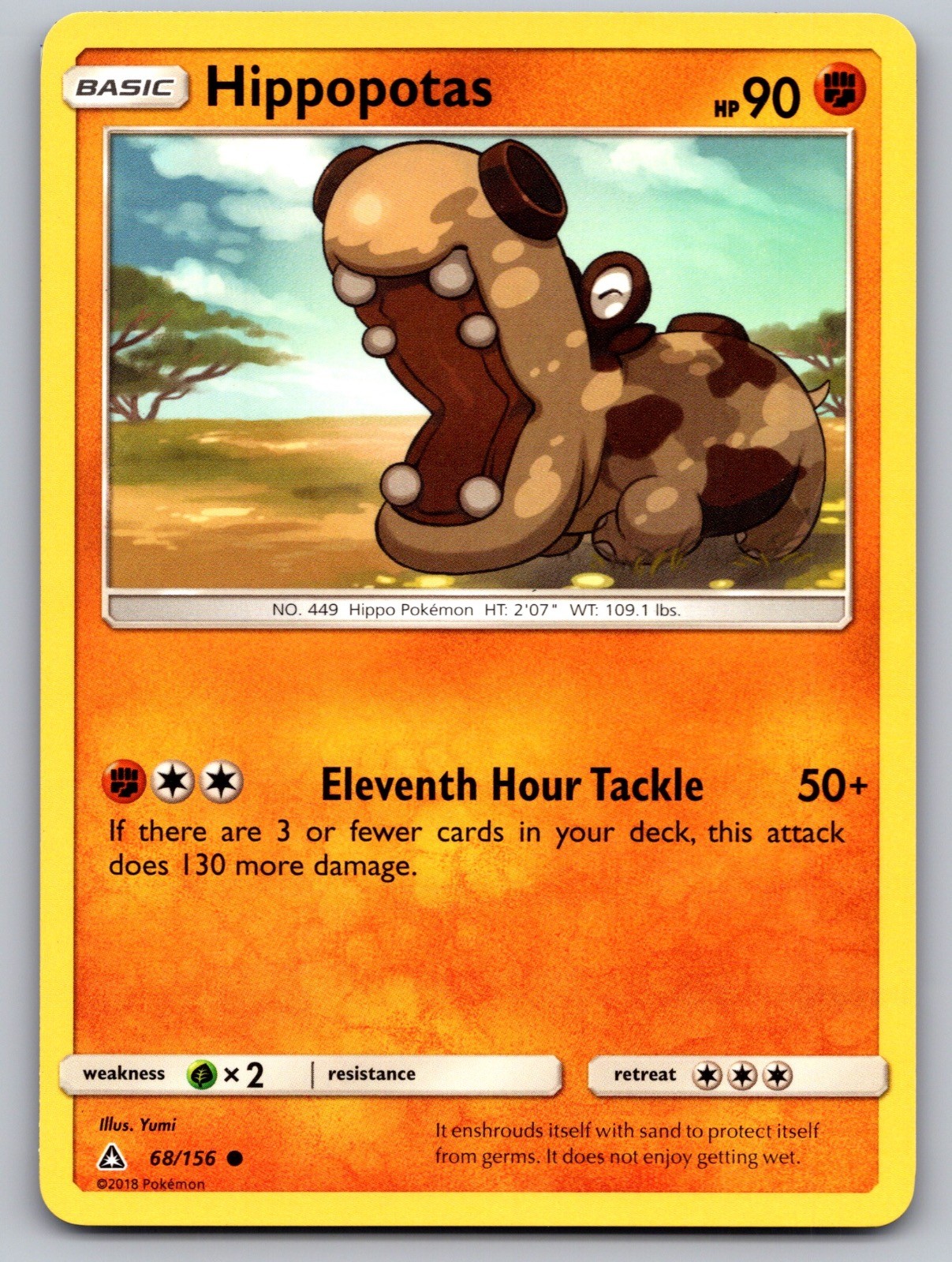 Hippopotas 68/156 Common Ultra Prism Pokemon Near Mint