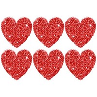 6Er-Set Strass-Herz AufbüGler 4,5Cm Rot FüR Diy Basteln