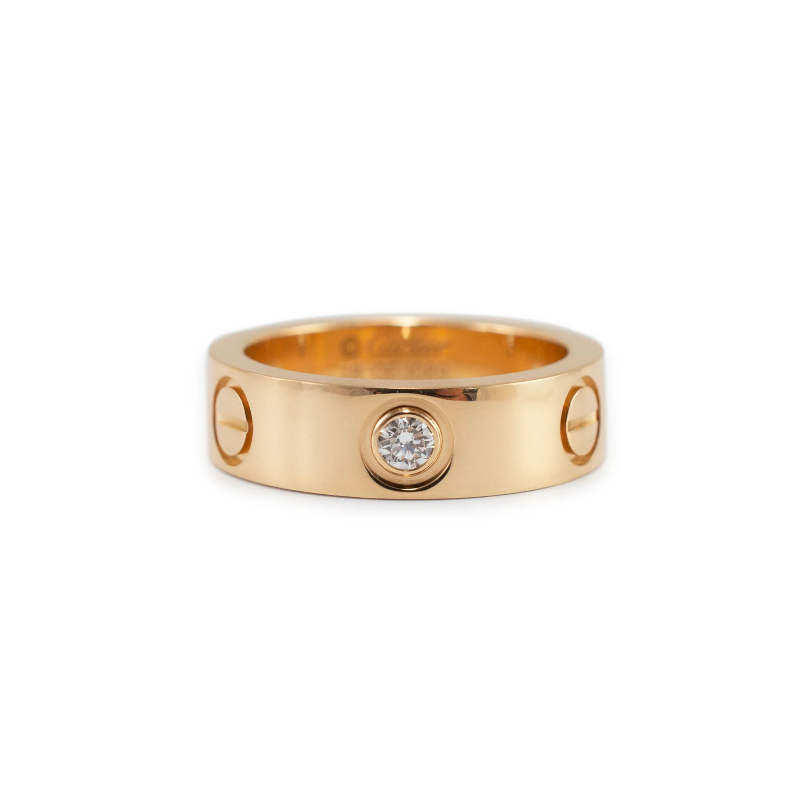 Cartier 18K Yellow Gold Love Band Ring with 3 Diamonds for Women-image