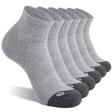 FITRELL 6 Pack Men's Athletic Ankle Socks Cushioned Sports 12-15, Grey