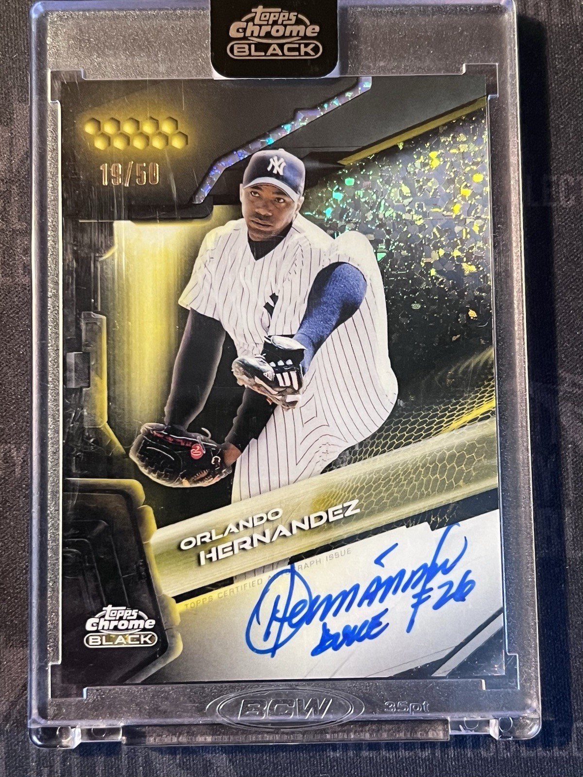 2026 Topps Chrome Black Baseball Orlando Hernandez Yankees True Gold Auto  /50