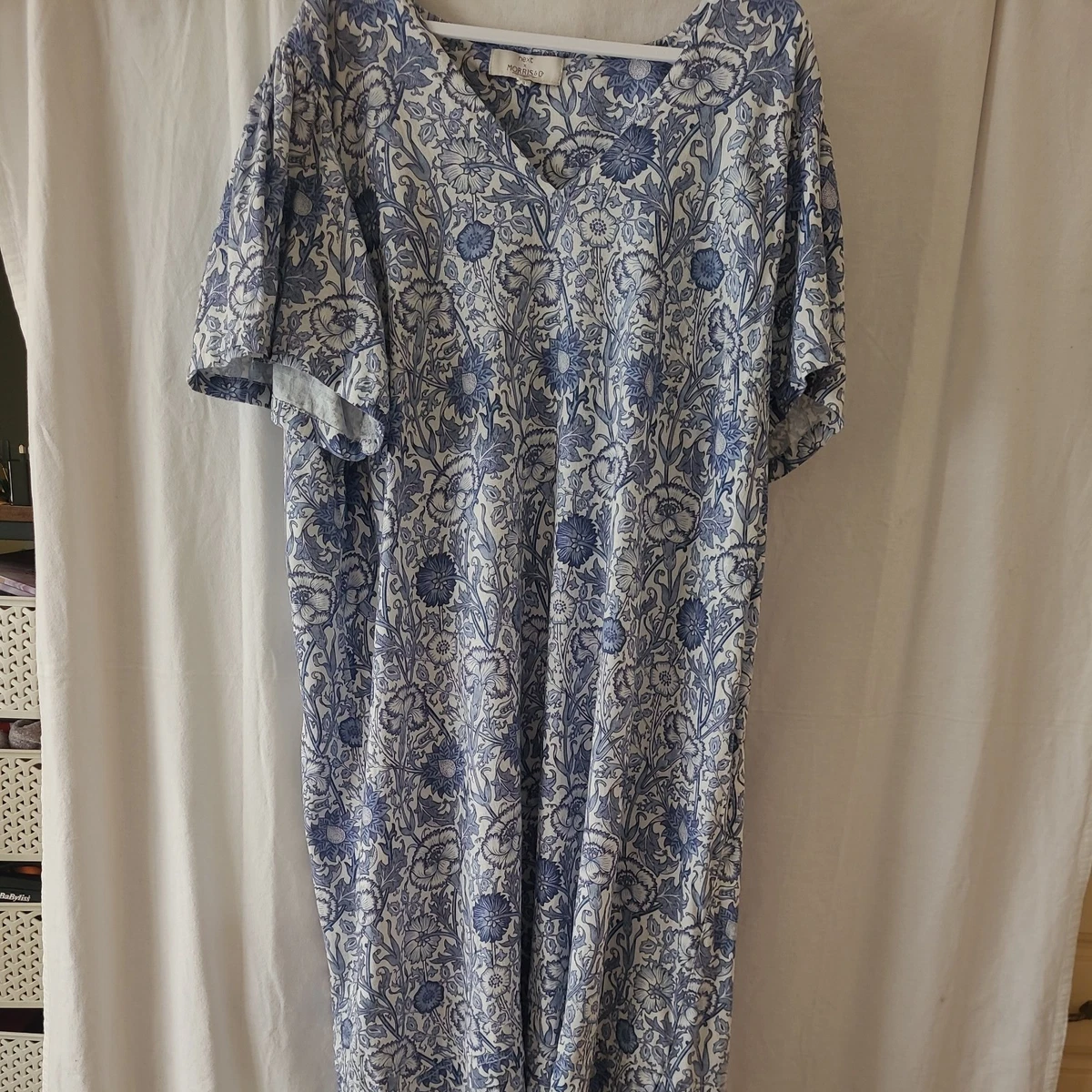 knee length dresses for ladies Square Neck Linen Shift Dress R1267 / Blue Depths / Xs