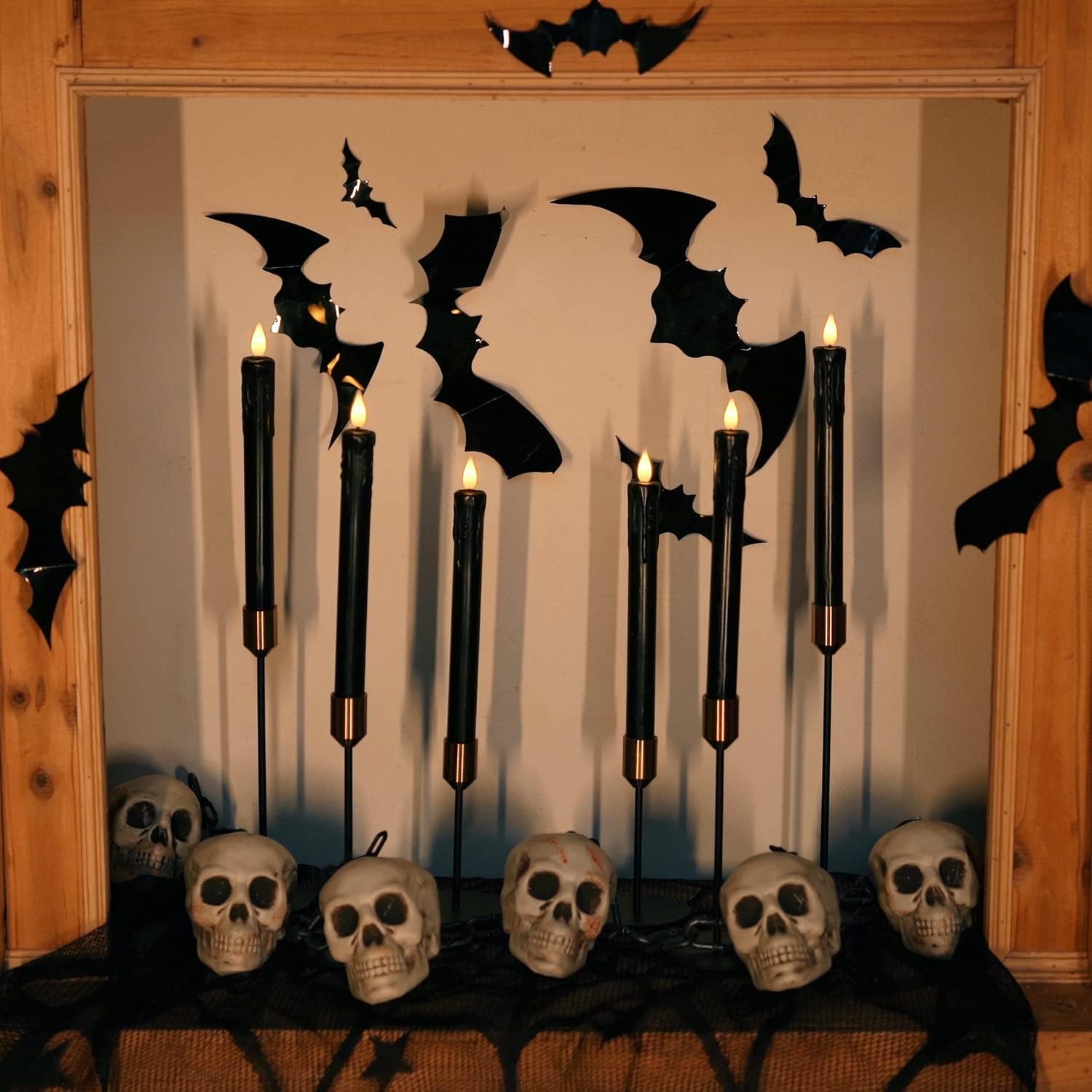 Homemory Black Flameless Taper Candles with Remote and Timer, A-Black Drip 