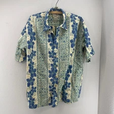 Hawaiian Aloha Shirt XL Cooke Street Honolulu Blue Floral Print 100 Cotton Men's
