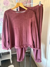 Tu Burgundy Soft Velvet Loungewear Set - Size 16
