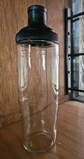 Vintage Anchor Hocking Glass Shaker Jar with Spout & Top • 11½" / Black Top