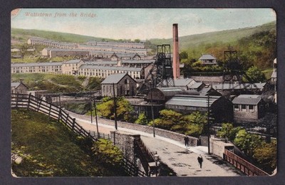 Wales Glamorgan Rhondda Tonypandy WATTSTOWN from Bridge + Colliery c1900s PC