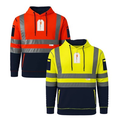 GM Workwear Hi Vis Hoodie Class 3 Reflective Safety Fleece Pullover EN20471