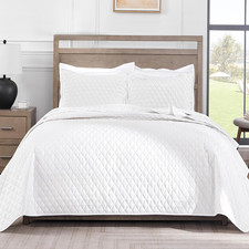 Reversible Full Queen Quilt Bedding Set, White