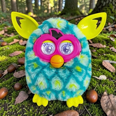 2012 Furby Boom Interactive Talking Pet Toy Blue Green Yellow Peacock Video