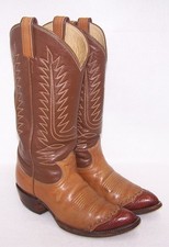 VTG Tony Lama Black Label Cowboy Boots 6243 Brn Teju Lizard Wing Tip Sz. 5 C USA