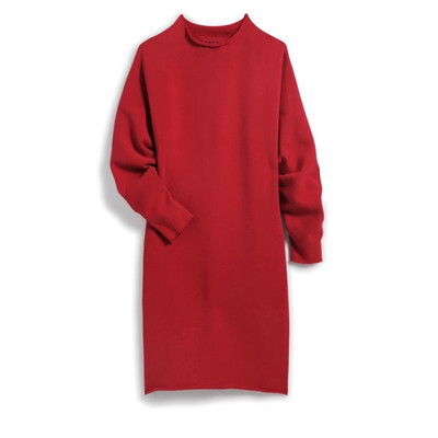Frank & Eileen Izzie Rolled Funnel Neck Long Sleeve Raw Hem Sweatshirt Dress