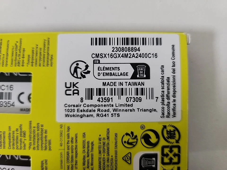 CORSAIR VENGEANCE 16GB (2x8GB) DDR4 SO-DIMM PC4-19200 2400MHZ *NEW* - Image 3 of 3