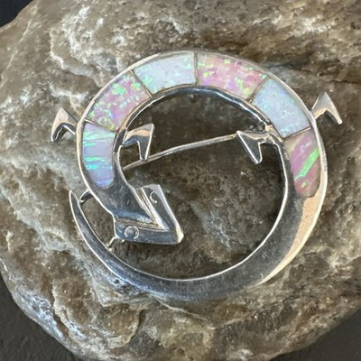 Pink Gilson Opal Gecko Lizard Navajo Sterling Silver Inlay Pin Pendant 1.5 20223