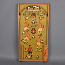 Antik Flipper Holz Bagatelle Thema Fußball Match Spiel Original Early 900