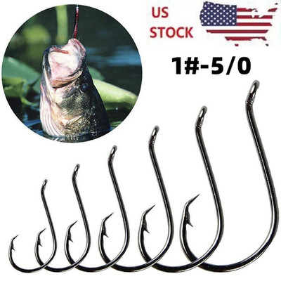 100pcs Circle Fishing Hooks 1/0 4/0 5/0 Ultra Sharp Carbon Steel Octopus Offset