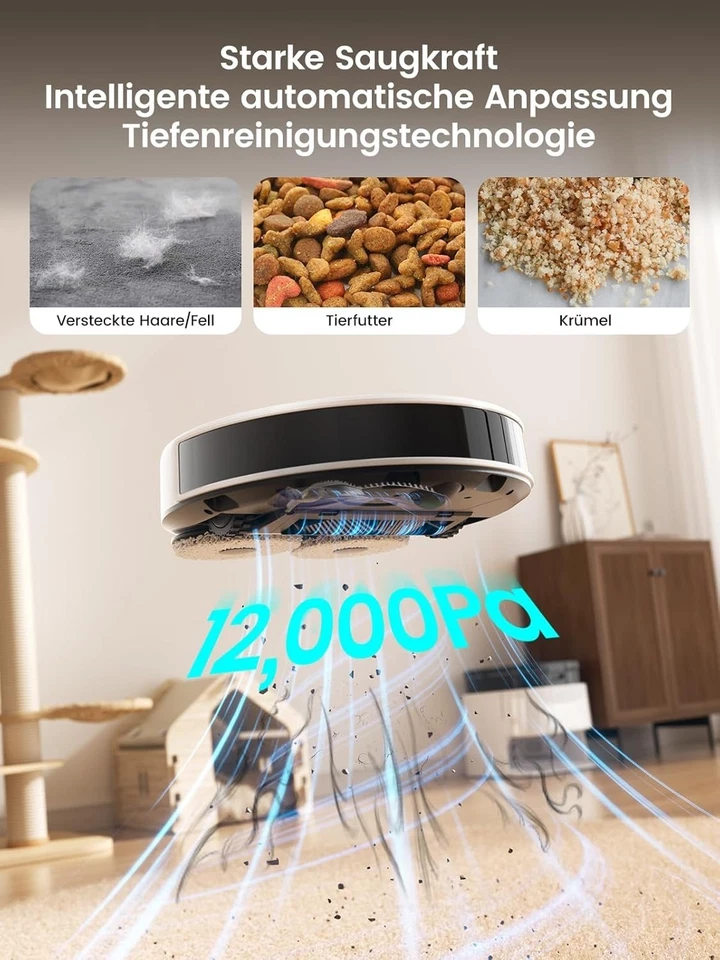 Saugroboter 12000Pa Staubsauger mit Wischfunktion&Absaug in einem Dock,Gebraucht - Bild 4 von 4