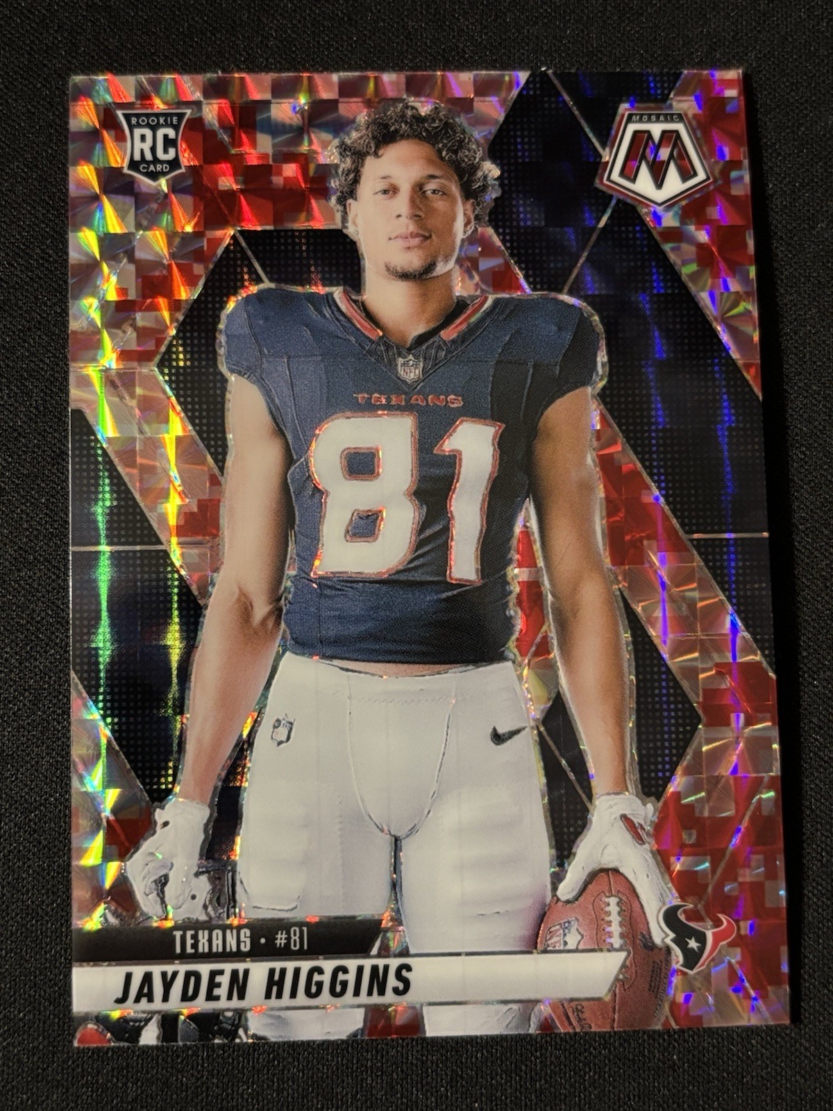 2025 Mosaic - Jayden Higgins Red Camo #286 Rookie (RC) Texans