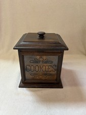 Pfaltzgraff Square Cookie Jar Wood & Metal Lift-Off Lid w/ Handle 10x10