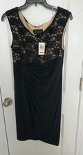 Connected Apparel Black Lace Sequin  Cocktail Dress New Women Size 10 Petite 