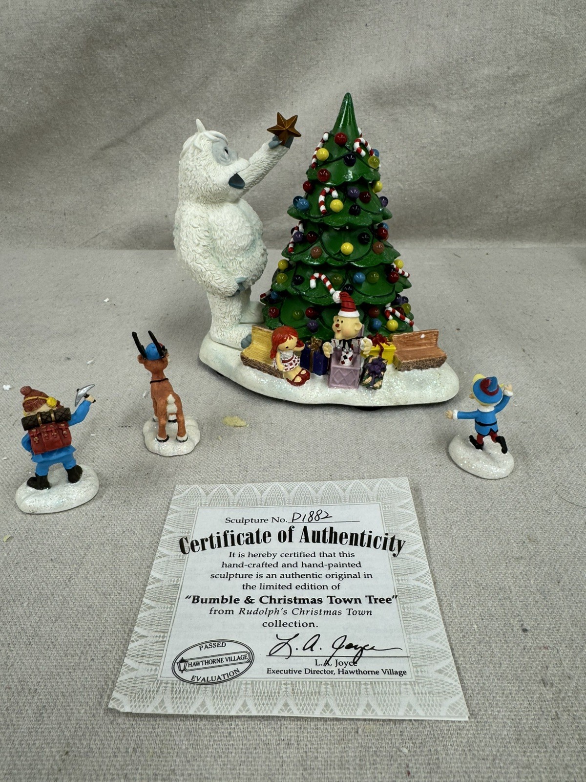 Hawthorne Village Bumble and Town Christmas Tree Lighted Figure Rudolph