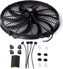 BLACKHORSE-RACING 16" 16 Inch Electric Radiator Fan High 3000 + CFM Thermostat W