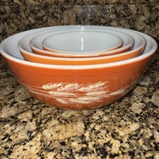 Pyrex Vintage Wheat Serving Bowls Brown Wheat...