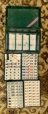 Vintage/Antique 1930's  MahJong Travelbone and bamboo 144 Dovetail 