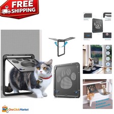 Automatic Closing Black Pet Screen Door for Small Dogs  Cats - Lockable 8x0.4in