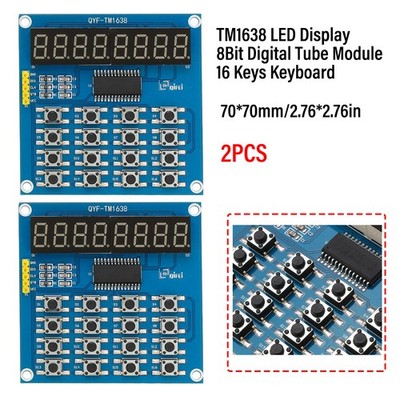 2X TM1638 LED Display 8Bit Digital Tube Module 16 Keys Keyboard for Arduino DIY