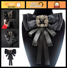 Crystal Dangle Bow Tie Adjustable Pre-Tied Neck Tie for Wedding Party - Brooch C