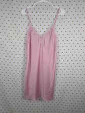 Victorias Secret PINK Satin Silky Chemise Slip Lace Lined Medium Sleep Dress