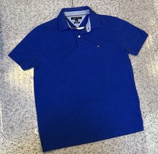 Tommy Hilfiger Men's Short Sleeve Polo Shirt Blue, Slim Fit Large