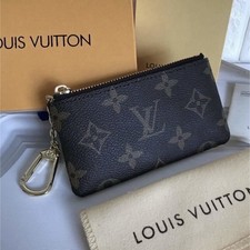 Louis Vuitton Monogram Leather Zip Key Pouch Key Chain w/ Clasp