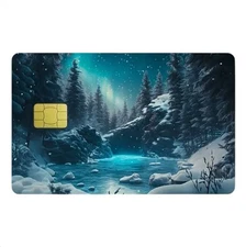 BLUE FOREST TREE MOUNTAIN WATER Credit Debit Card Skin Cover Sticker Chip 1PC