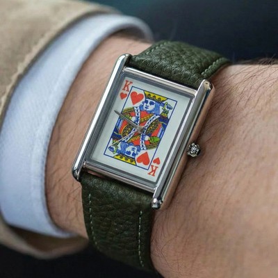 CILOA King of Hearts Tank Square Watch Men Quartz Leather Luxury Gift