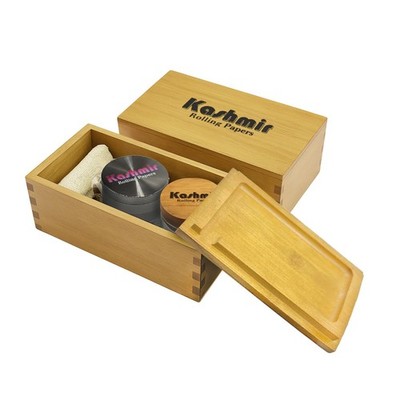 Bamboo Stash Box with Accessories, Jar &Grinder Premium Wood Storage Box Kashmir
